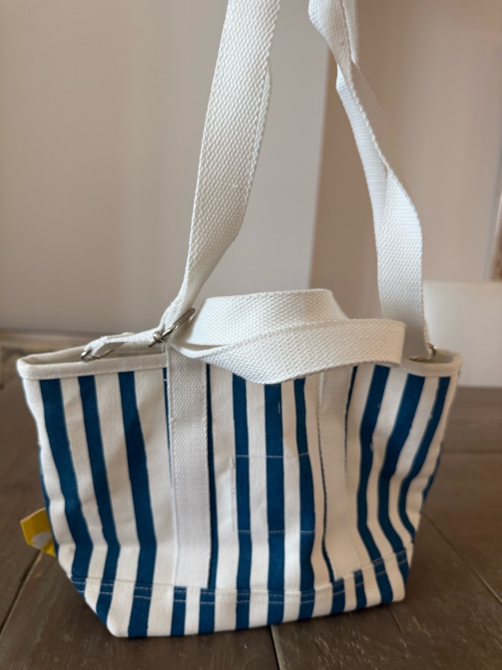 Kerri Rosenthal Mini Tote “Anguilla” Blue Stripes & Pink Palm Tree NEW with Tags - Picture 3 of 4